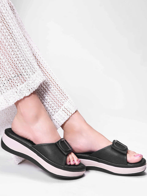 Square Buckle Flats