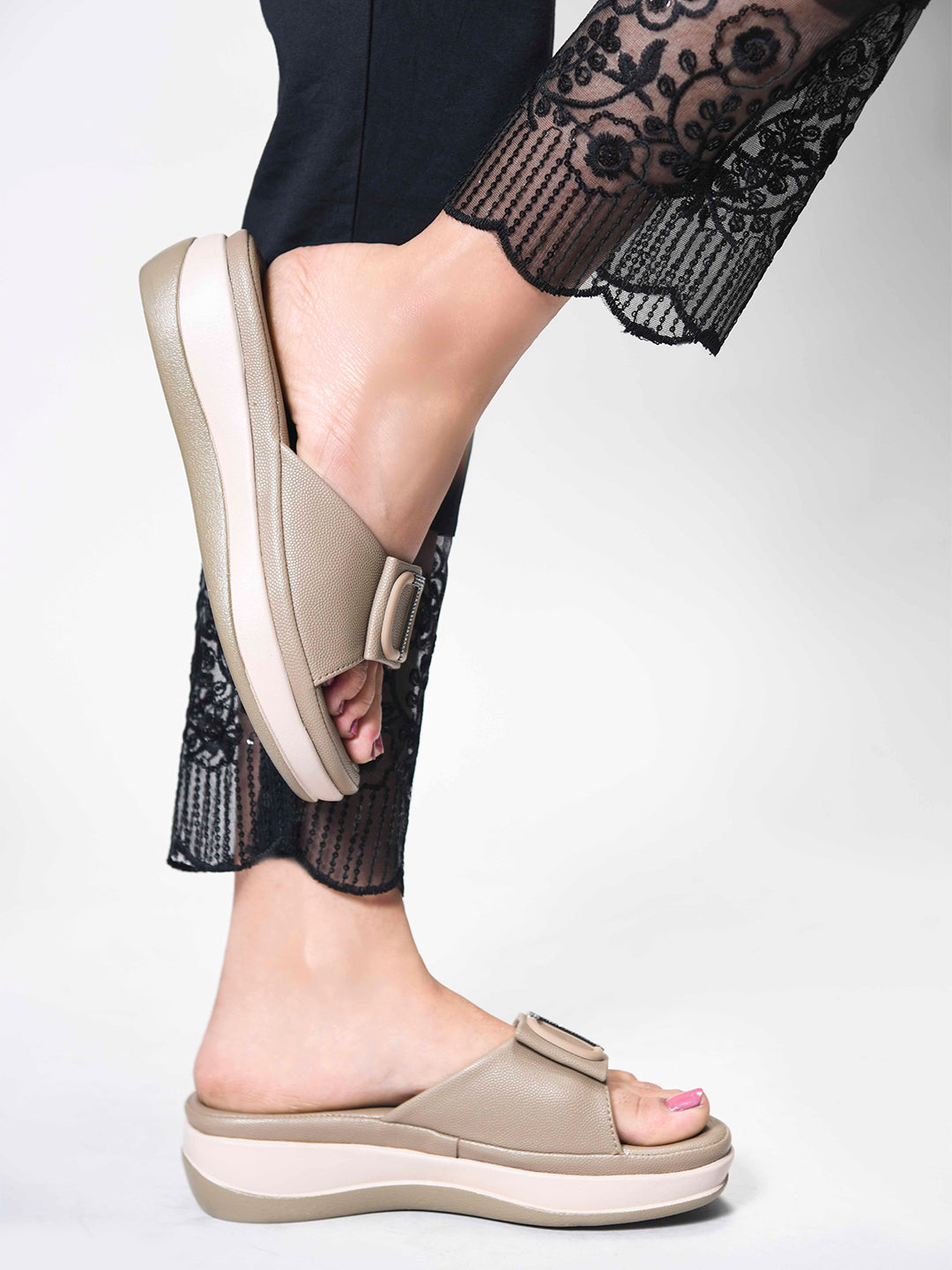 Square Buckle Flats