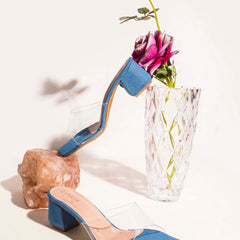 Denim Block Heels