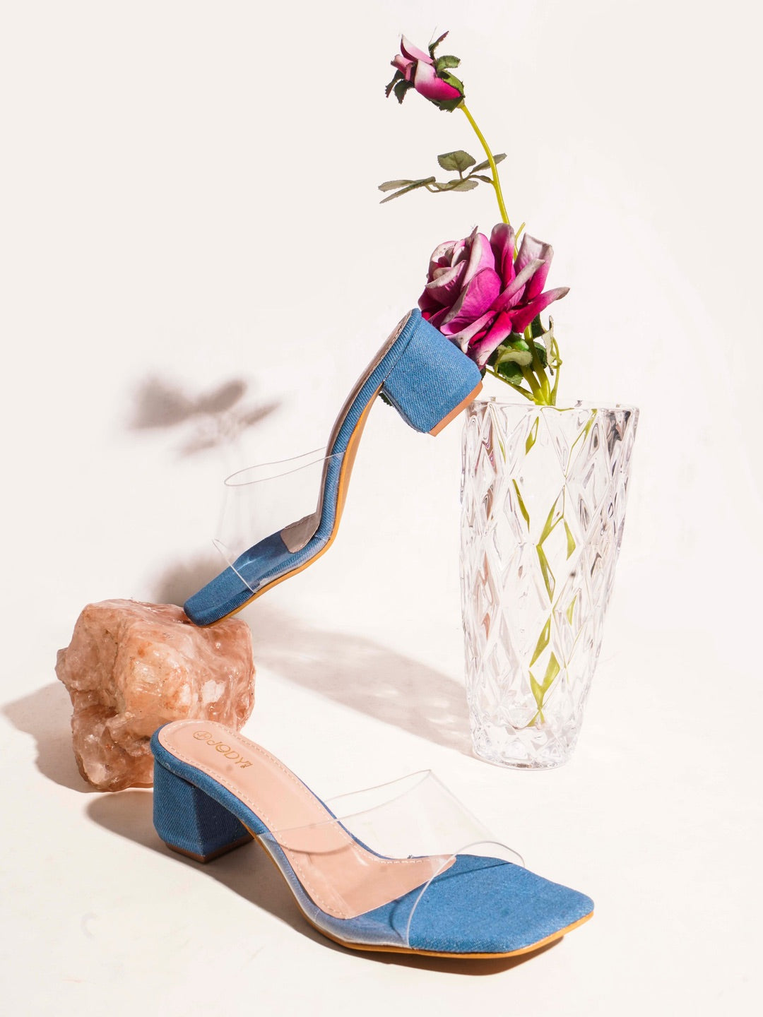 Denim Block Heels