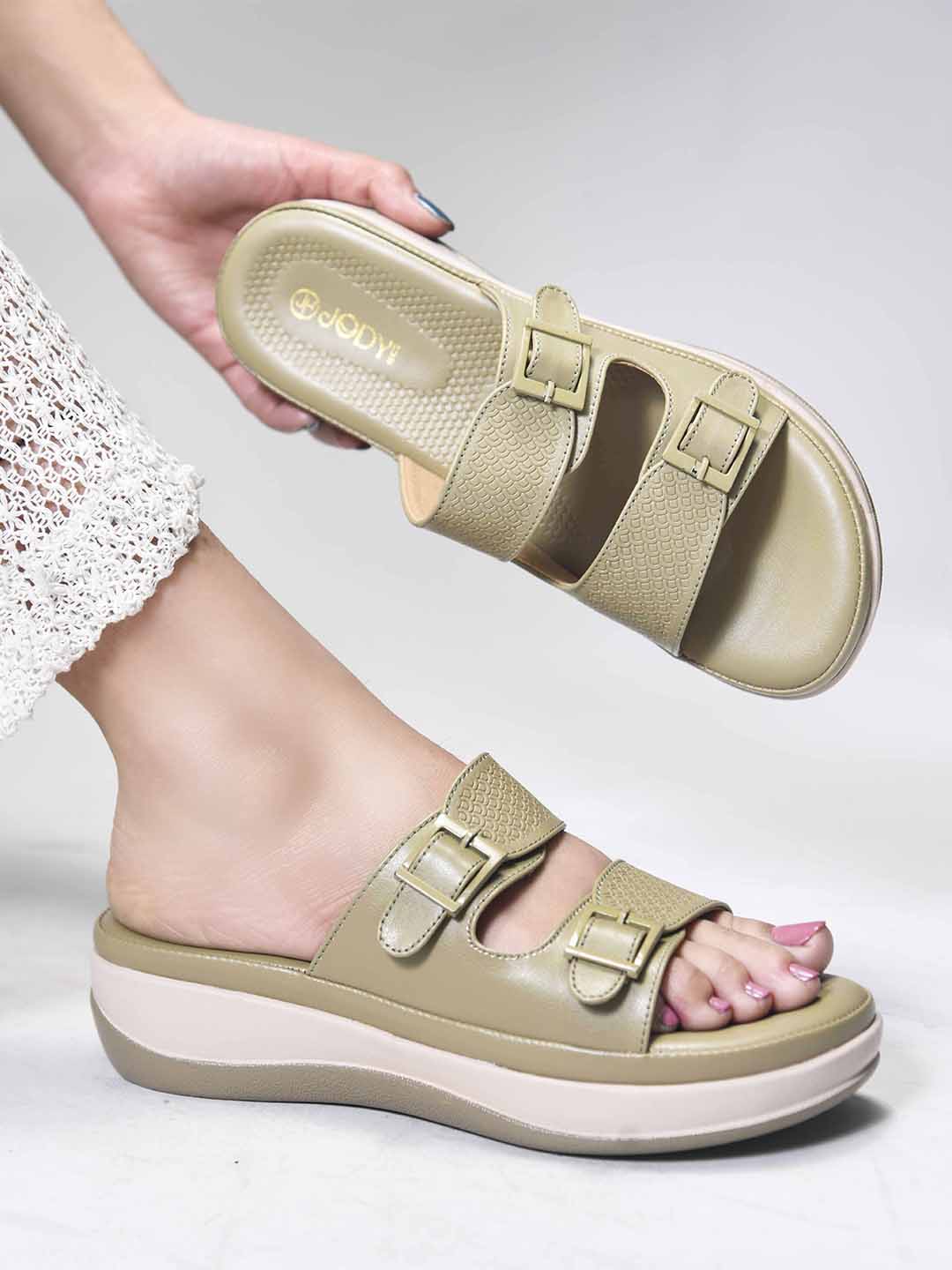 Double Strap Slip-On Slippers