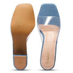 Denim Block Heels