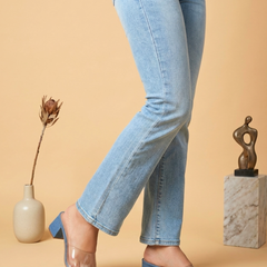 Denim Block Heels