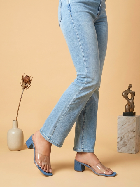 Denim Block Heels