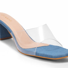 Denim Block Heels